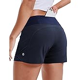 MIER Women's 2 in 1 Running Shorts Athletic High Waisted Workout Tennis Gym Shorts with Liner Zipper Pocket 3"
