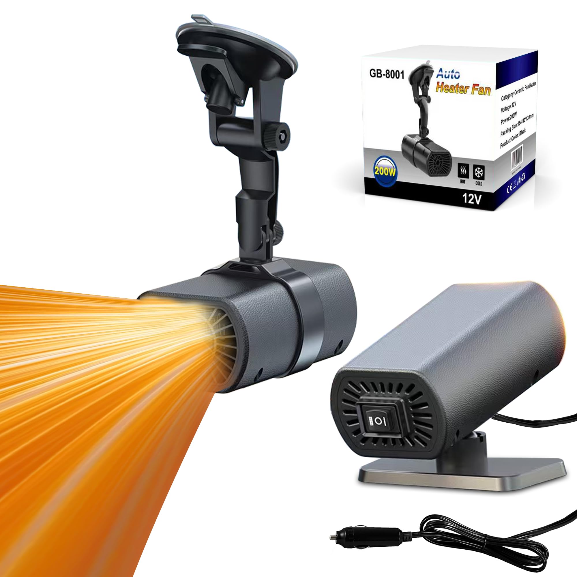 Photo 1 of 2026 New Portable Car Heaters for Vehicle for Winter, 12v Car Heater That Plugs Into Cigarette Lighter, 200w Cigarette Lighter Heater for Car Defroster and Defogger