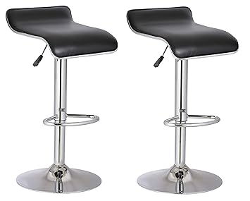 MBTC Matrix Adjustable Bar Swivel Kitchen Breakfast Counter Stools,Barstools, Black (Set of 2 Pcs)