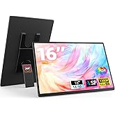AOKER 16" Portable Monitor for Laptop - 1200P FHD, Horizontal Vertical with Detachable Kickstand, Built-in Speakers, Plug & Play, Travel External Screen for Wins Mac Chrome