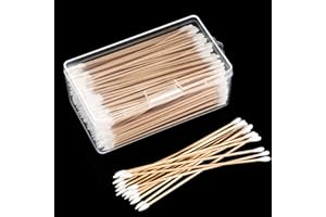 Norme 300 Pieces 6 Inch Caliber Cleaning Swabs Round/Pointed Tip with Wooden Handle Cleaning Swabs for Jewelry Ceramics Electronics in Storage Case