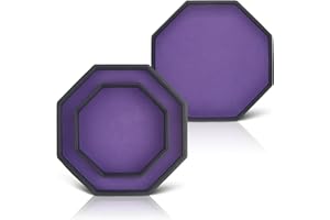 Buweeo Dice Tray with Lid for Board Dice Games, Purple Felt Lined PU Leather Octagon Dice Rolling Tray and Box Storage for Dice