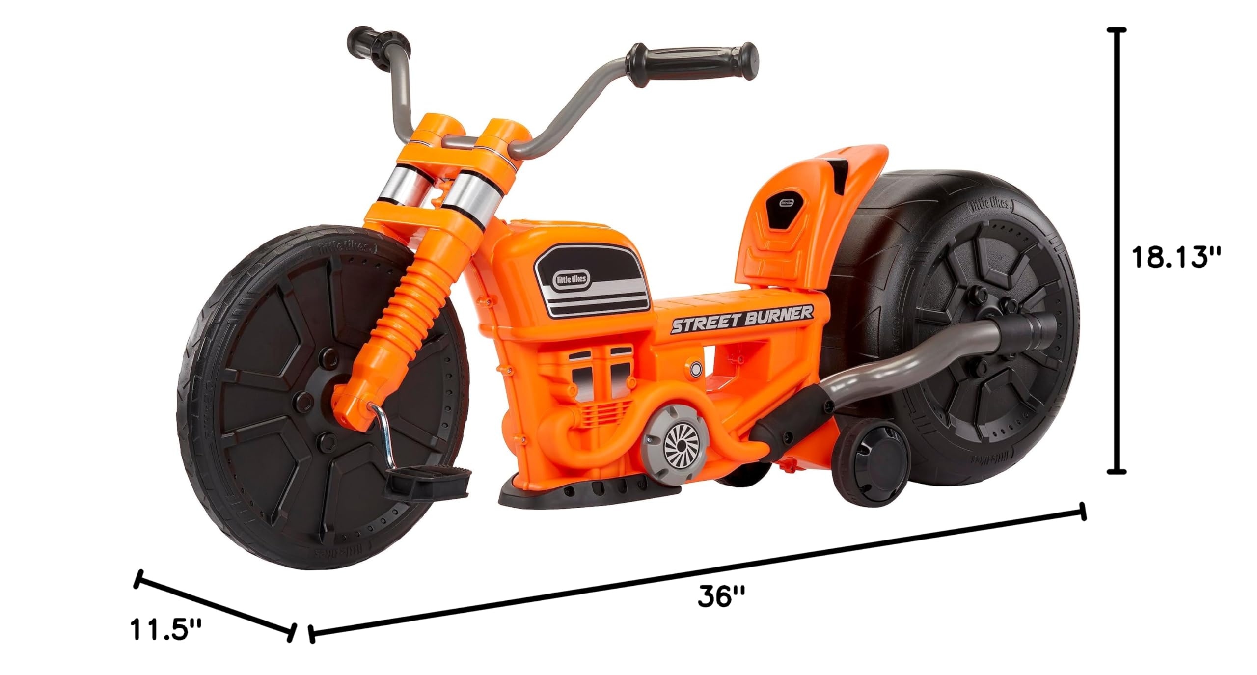 Little Tikes Street Burner Ride-On with Motorcycle Styling, Adjustable Seat, Durable Wheels, Removeable Training Wheels for Kids, Children, Toddlers, Girls, Boys, Ages 3+ Years