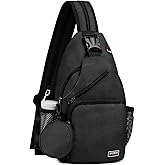 SUIKIHUM Convertible Sling Bag with Coin Pocket, 11" Tablet Crossbody Mini Backpack with Headphone Jack Casual Pack for Women Men Travel, Black