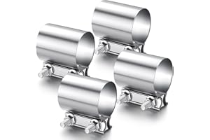 MorningRo 4 Pcs 3 Inch Exhaust Clamp Stainless Steel Exhaust Pipe Muffler Clamp Butt Joint Band Sleeve Coupler for Pipes Muffler Connections, Catalytic Converters