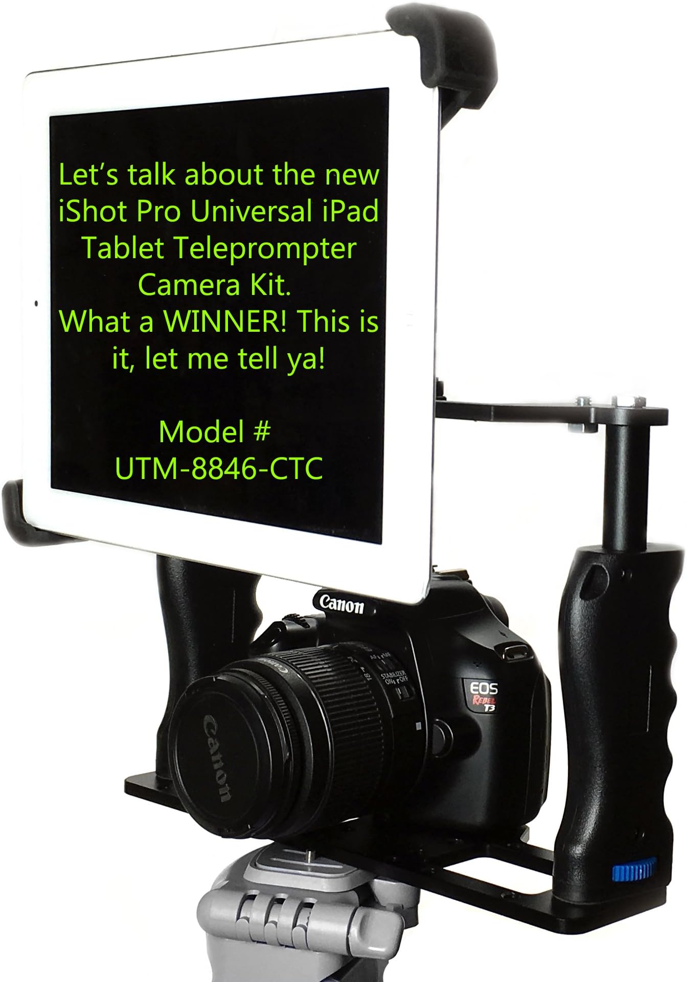 iShot G10 Pro Large Universal 360° Adjustable iPad Pro Surface Tablet Premium Teleprompter Camera Cage Kit + Free Smartphone Mount Clip - Works with All Camera Tripods Fits iPad Pro 9-13 inch Tablets