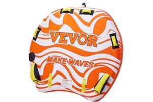 VEVOR Towable Tubes for Boating, 1-2/1-3 Riders, 340-510 lbs, 51.8"-63", Full Nylon Cover, EVA Grab Handles