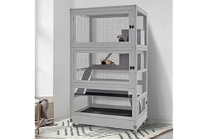 GUTINNEEN Large Chinchilla Cage, 4 Levels Ferret Cage - Large Critter Nation Hutch with Chew-Proof Aluminium Edge & PVC Layer, Brake Wheels Moveable - for Hamster, Rat, Gerbil