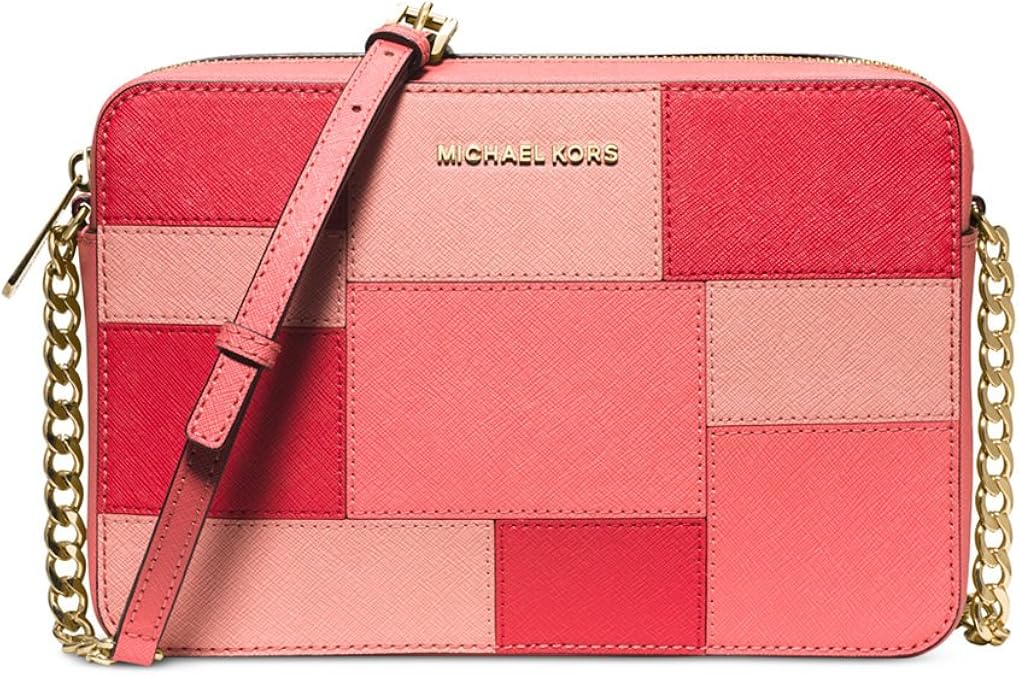 Michael Kors Women's Jet Set Crossbody Leather Bag, Pink Grapefruit Block, Large Shoes