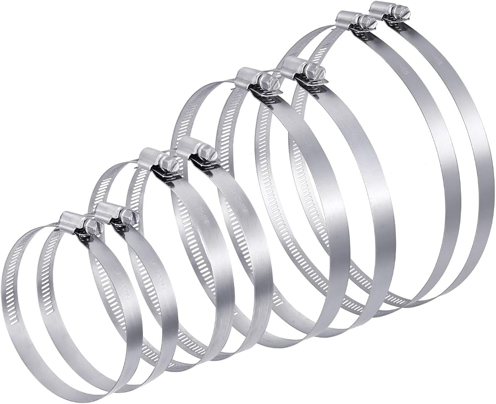 Friusate 8 Pcs Jubilee Clips Stainless Steel Hose Clamps 72-165mm Adjustable