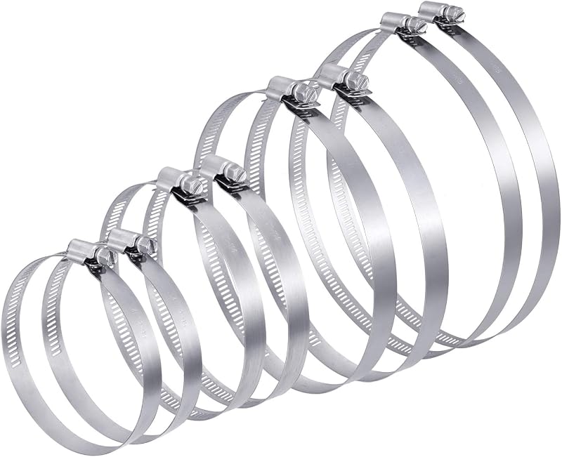 Friusate 8 Pcs Jubilee Clips Stainless Steel Hose Clamps 72-165mm Adjustable