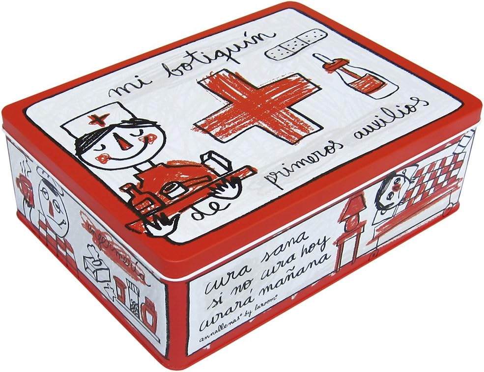 Laroom Caja metálica, Metal, Rojo, Blanco: Amazon.es: Hogar