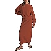 Pink Queen Women's 2 Piece Sweater Set Outfits Long Sleeve Oversized Top Bodycon Maxi Long Skirt Knit Dresses