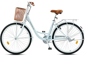 Viribus Beach Cruiser Bike for Women, 24 26 inch Womens Cruiser Bike, Womens Bike with Basket 1 Speed, Beach Cruiser Bike for Short Women with Rack, Step Through Bike, Commute Bicycle Women Adults