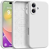 Ktele Magnetic for iPhone 16 Case [Compatible with Magsafe] [Premium Silicone Satin-Smooth Touch] Slim Shockproof Anti-Scratch Microfiber Lining Case, 6.1 inch, White