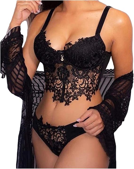 jhgfd Lingerie Set per le donne Sexy Biancheria intima Pizzo Lingerie