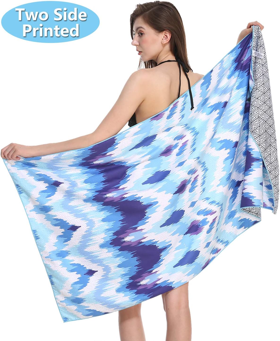Sand Proof Microfiber Beach Towels – Quick Fast Dry Beach Towel Oversized Compact Blanket for Outdoor Travel Swim Pool Camping Sand Free Lightweight Personalized