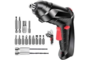 HAZARA Electric Screwdriver 15pcs Cordless Screwdriver 3.5N.m Power Screwdriver, 3.6V Cordless Drill Screwdriver Rechargeable with Led Light, Deformation Handle (Medium)