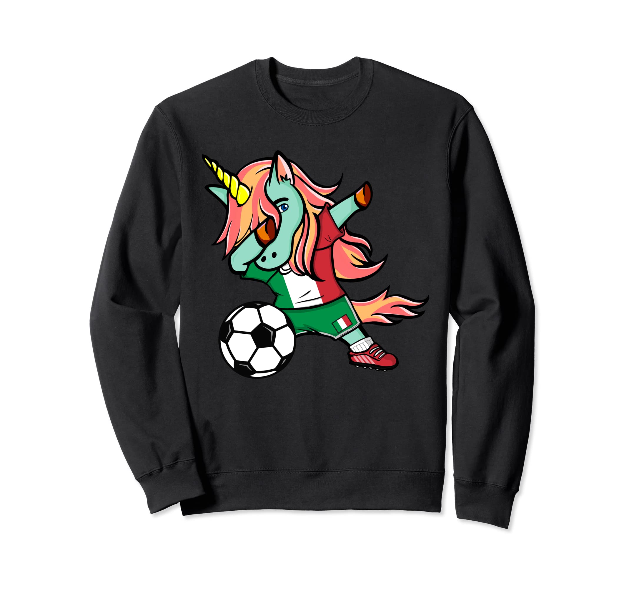 Dabbing Unicorn Italy Football - Italian Flag Soccer Lovers Sweatshirt