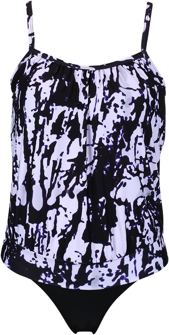 stripsky High Neck Backless Tankini Swimsuit,Printed Strap Cheeky Two Piece Bathing Suit for Women