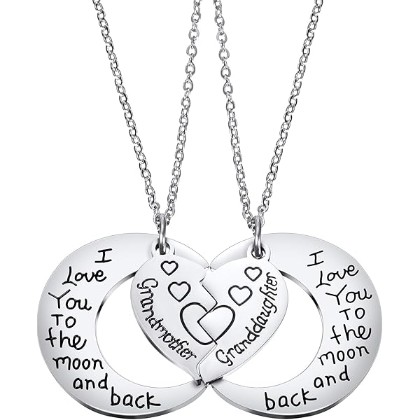 Grandmother Granddaughter Matching Heart Necklaces - Broken Heart Puzzle Jewelry For Christmas & Birthday Gifts