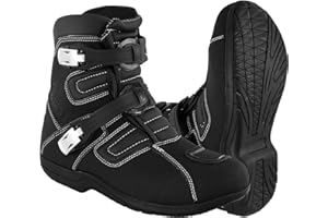 PROFIRST Mens Fashion Motorcycle/Motorbike CE Amour Boots Anti Slip Rubber Soul Crash Protection Protective Waterproof Leather Stylish short Ankle Racing Adventure Off Road Touring Sports Safety Shoes