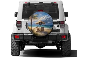 Foruidea Beautiful Beach Palm Trees Spare Tire Cover with Backup Camera Hole Wheel Tire Cover Fit Trailer, RV, SUV and Many V