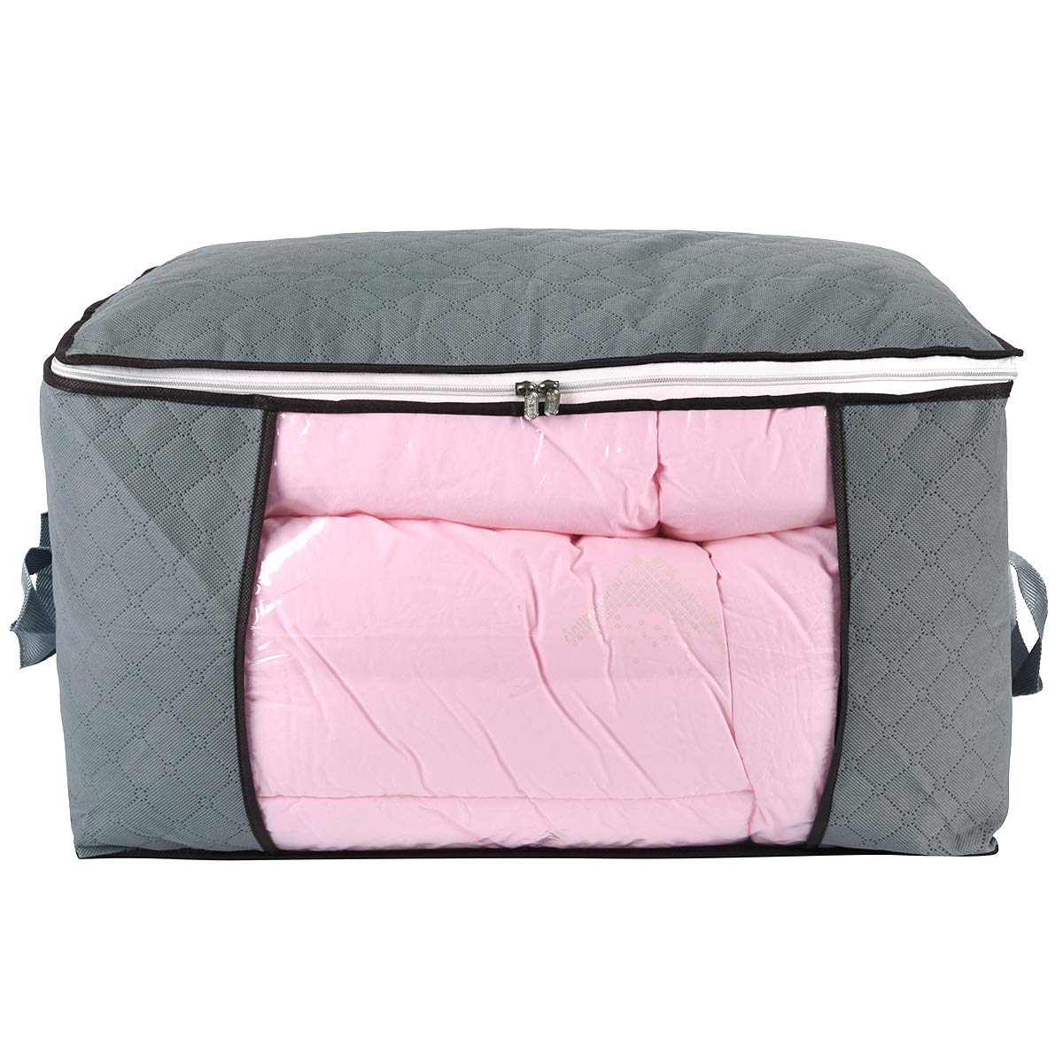 ComboCube Jumbo Zippered Storage Bag for Closet King Comforter, pillow, quilt, bedding, Clothes, Blanket Organizers with Large Clear Window &amp; Carry Handles Space Saver