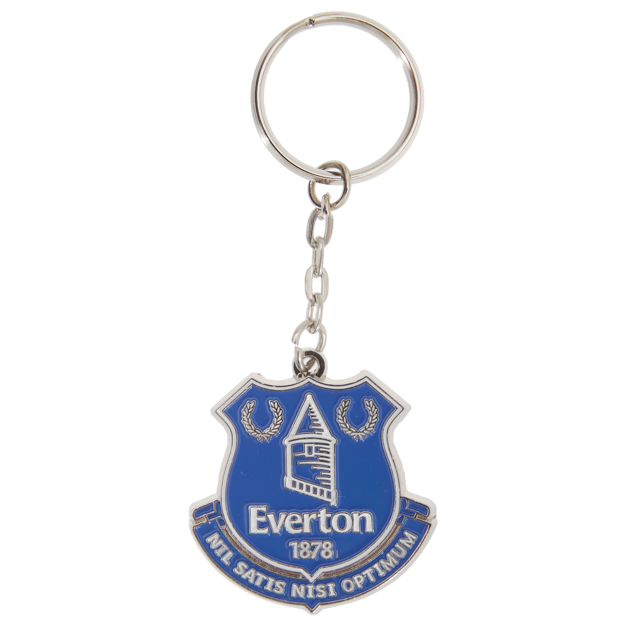 Everton FC Official Metal Football Crest Keyring (One Size) (Silver/Blue)