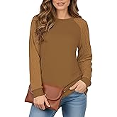 Sweatshirts for Women Crewneck Cable Knit Sleeve Pullover Sweaters Lightweight Fashion 2024 Fall Trendy Tunic Tops Lightweight Clothes Casual Blouses Solid Color Dressy Business Work Shirts Coffee