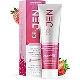 Dr. Jen 10% Nano Hydroxyapatite Toothpaste, Fluoride Free with Xylitol, Strawberry, SLS Free, Dentist Designed, Essential Oils, Fresh Clean Feel, 1 Pack
