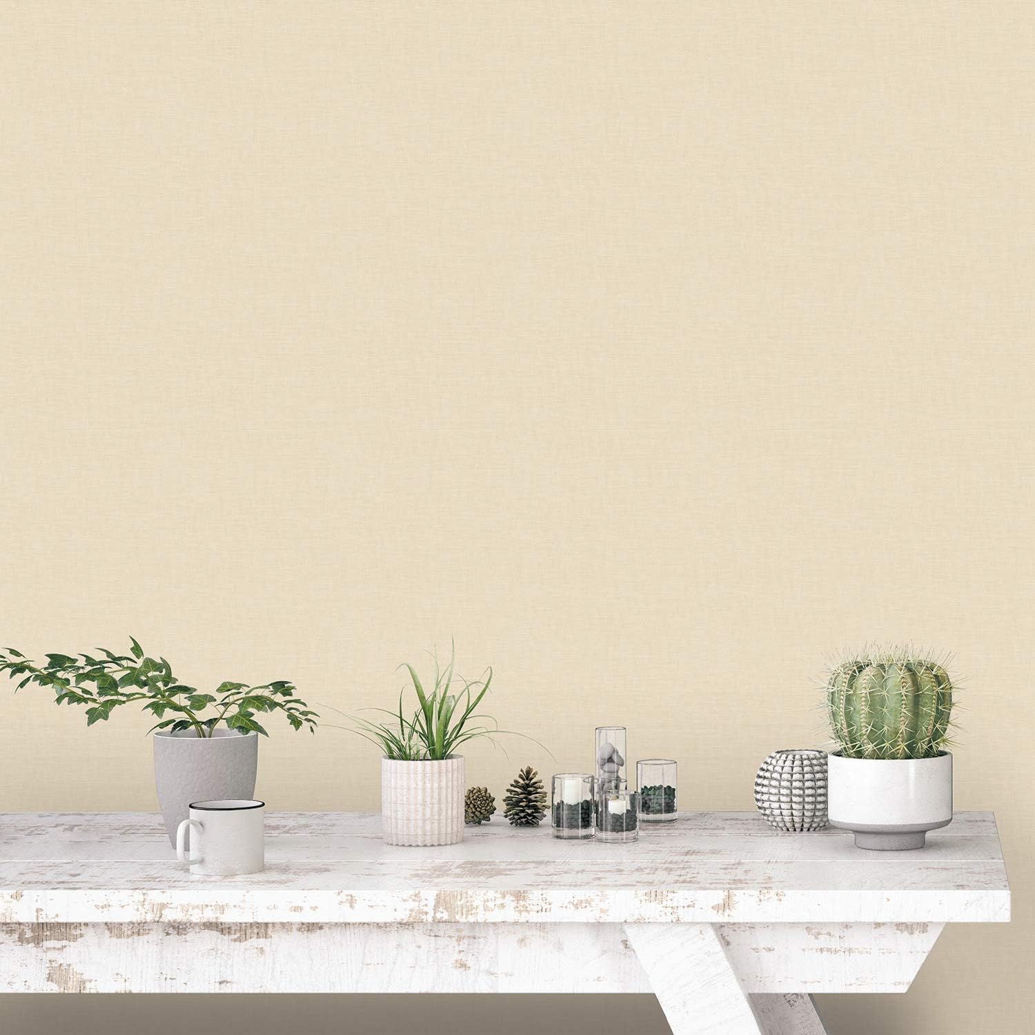 Galerie G67882 Miniatures 2 Plain Weave Texture Design Wallpaper, Light Beige, 10m x 53cm, Cream - Image 3