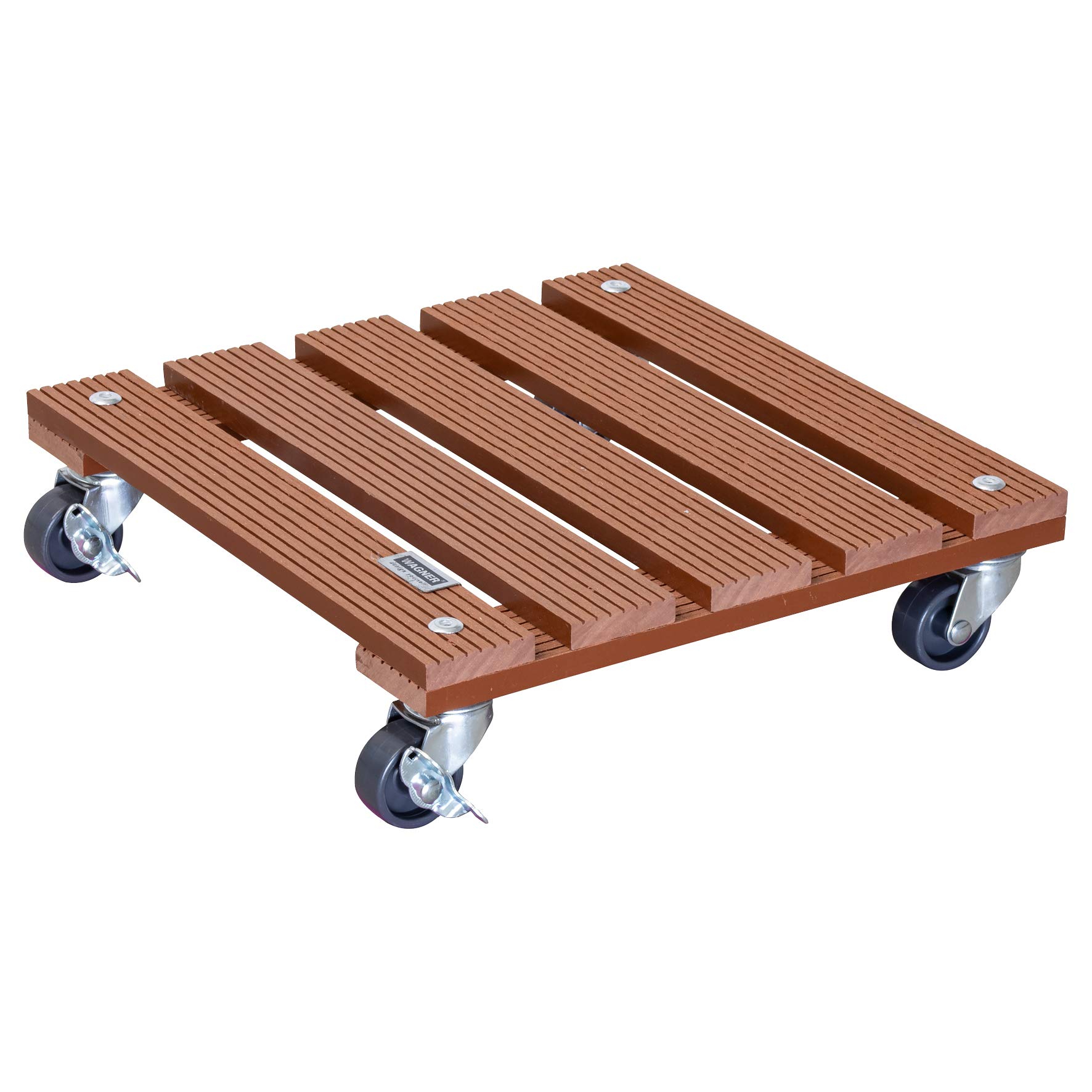 WAGNER Plant trolley WPC 29 x 29 x 7,5 cm I Flower trolley for indoor + outdoor use I Container trolley made of FSC® wood plastic composite, terracotta I 2 breaks I Load capacity 80 kg - 20053001