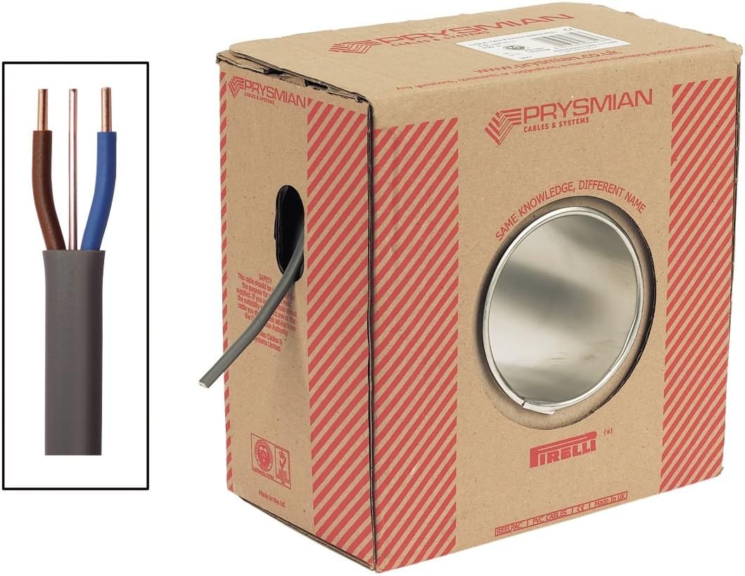Prysmian 6242Y Twin & Earth Cable 1mm2 x 50m Grey [Energy Class A]