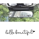 Middrivr 3X Hello Beautiful Rearview Mirror Decal, Cars Decoration For Women, Cute Car Stickers for Women, Car Stickers And Decals, Rearview Mirror Accessories