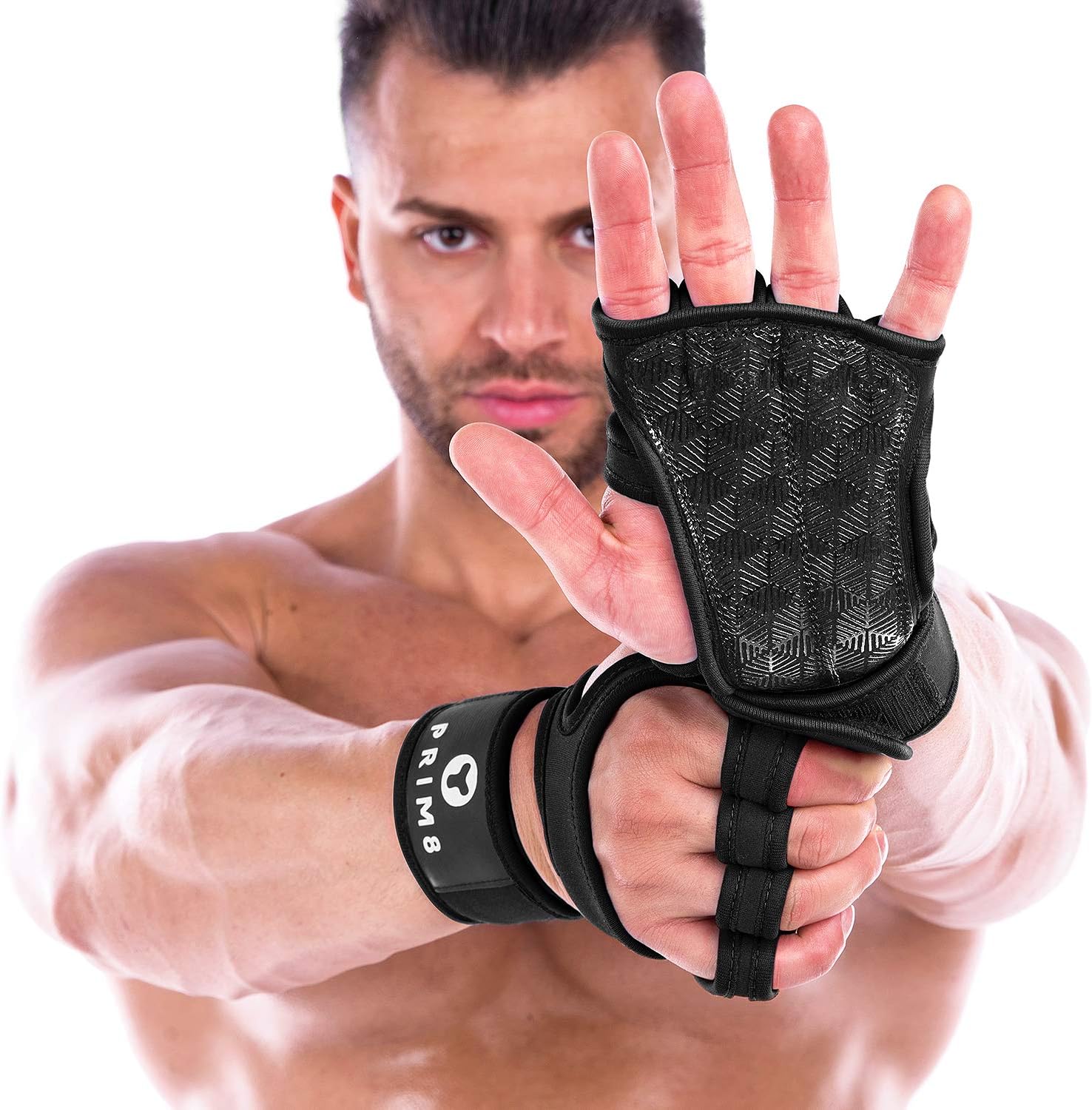 PRIM8 Weightlifting Gloves with Wrist Support for Gym Workouts, Pull Ups, Cross Training, Weightlifting, Calisthenics, WOD, Exercise - Silicone Padding - Great Hand Grip & No Calluses Men & Women