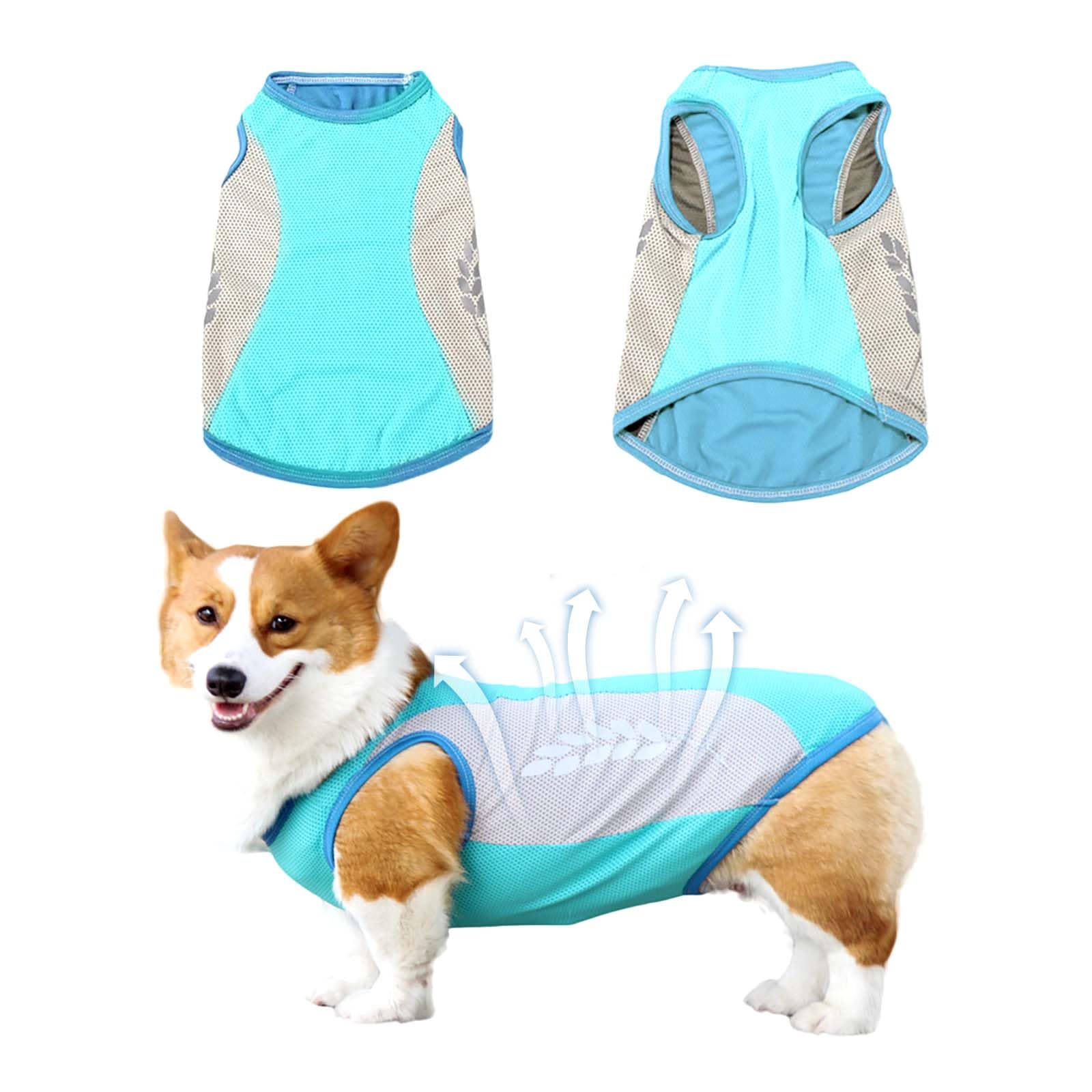 GWAWG Dog Cooling Vest Cool coat Jacket for Dogs Soft Comfortable with Reflective Strip for Summer,Blue,M