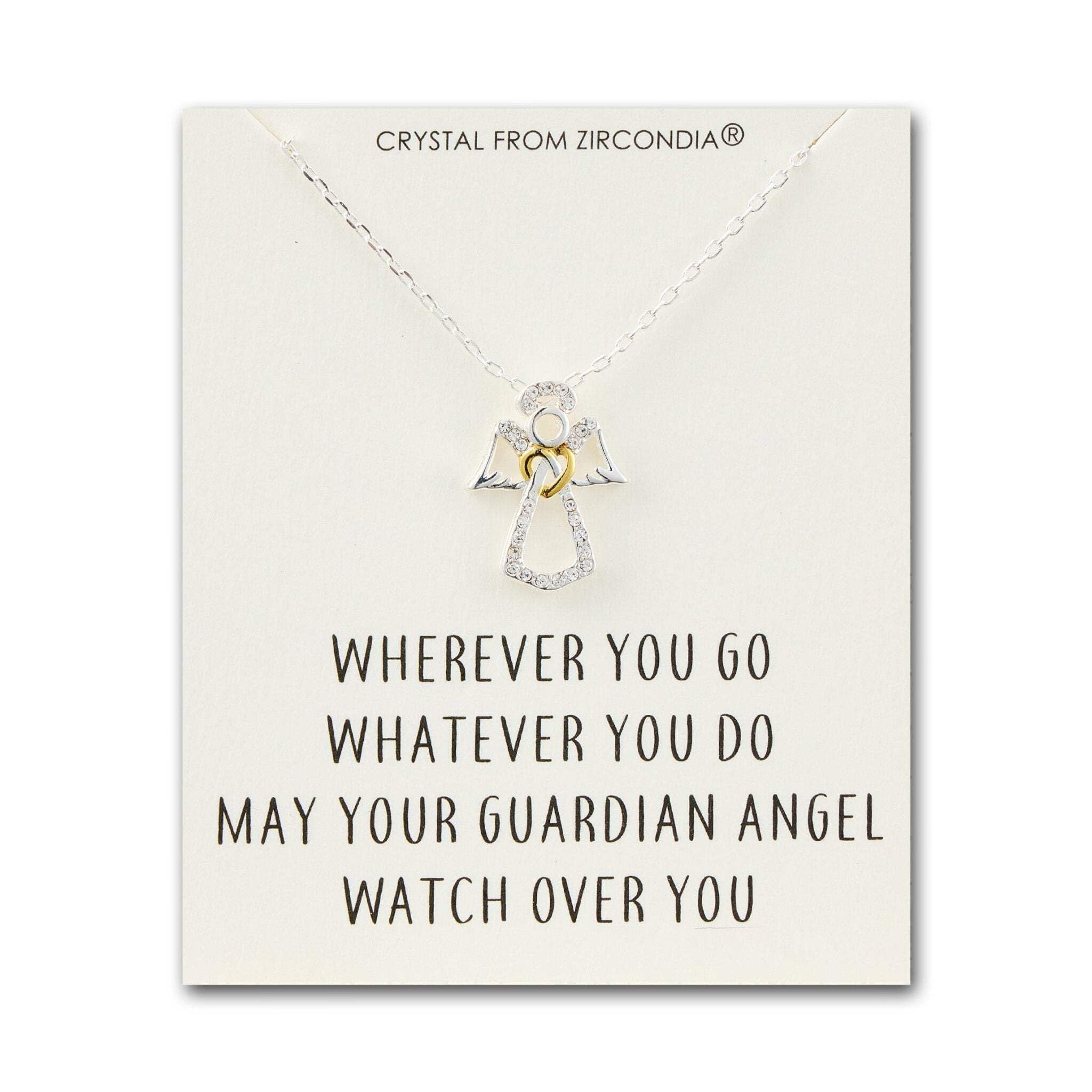Philip Jones Guardian Angel Necklace with Quote Card Created with Zircondia® Crystals