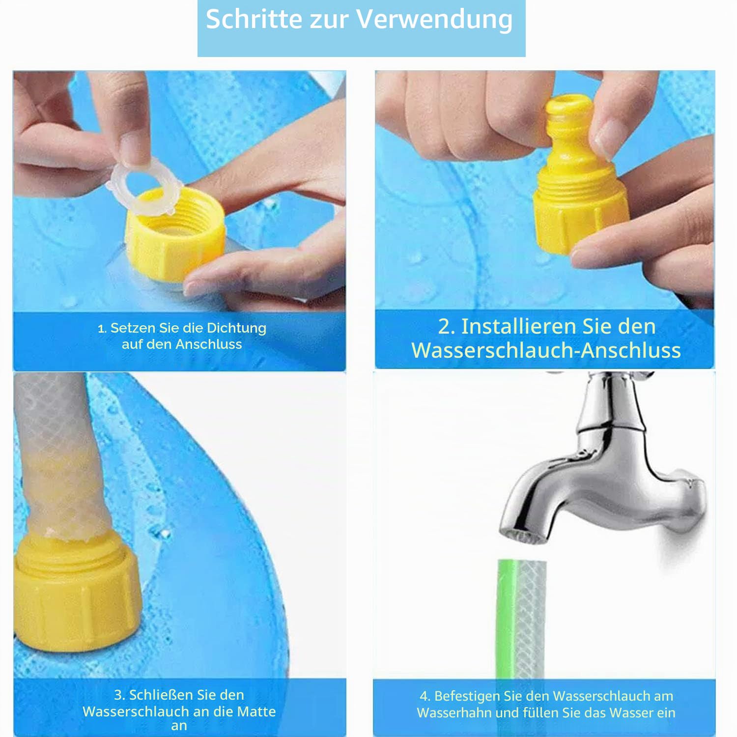 Planschbecken für Hunde and Kinder,Hundepool für Große & Kleine Hunde,170cm Faltbar Schwimmbad Spritzwasser Spielmatte,Garten Outdoor Sommerspielzeug Sprühkissen 4