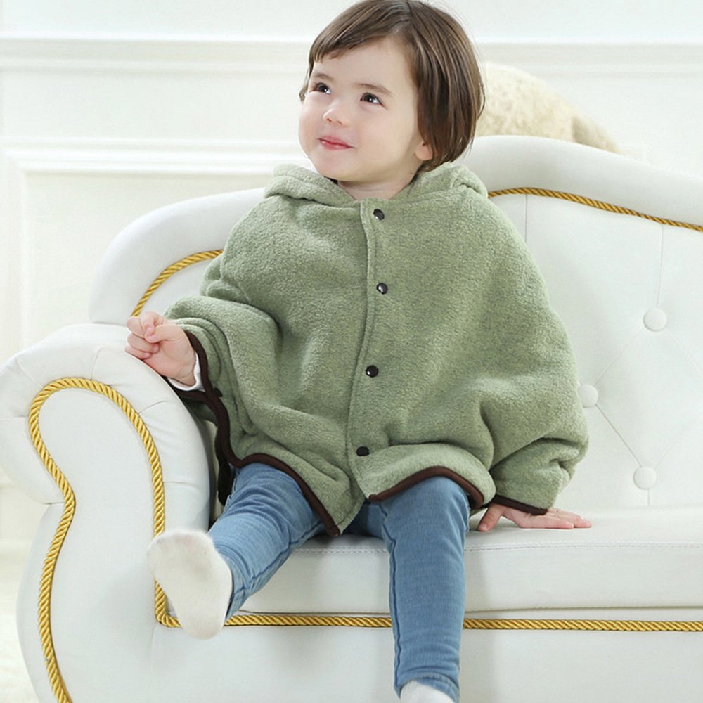 Carseat Poncho for Kids, Child Poncho with Hood, Frog Hood Cape Car Seat Coat, Coffled Carseat Coats for Toddlers, Toddler Fleece Hooded Wool Blend Capes Poncho Children Fall Winter Snowsuit Outwear: Baby