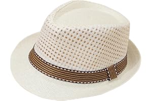 Straw Panama Fedora Hat Jazz Hat for Men Women Sun Hat Short Brim Summer Beach Hat Foldable Travel