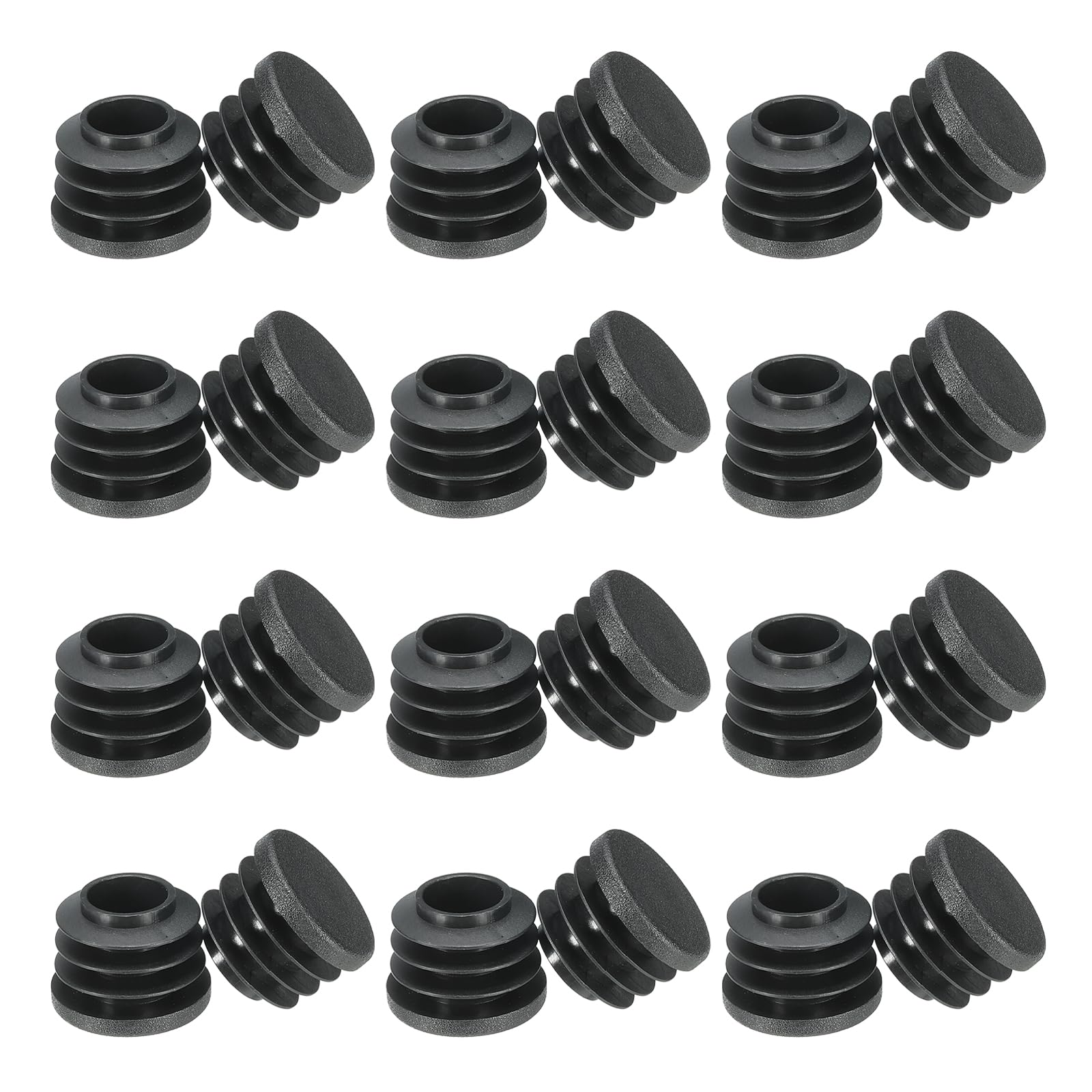 PATIKIL Round Plastic Hole Plugs 7/8inch, 24 Pack Pipe Tubing End Cap for Round Metal Tubing Furniture Chair Leg Fence Post Pipe, Black