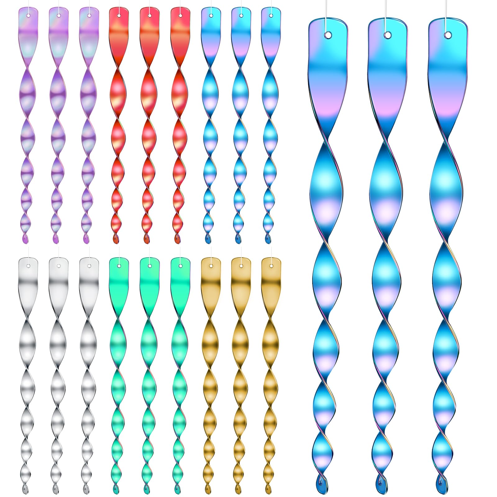 Hotop 18 Pieces Bird Scarers for Gardens 12 Inch Reflective Birds Deterrents Rod Hanging Bird Repellents Reflective Wind Spiral Pigeon Deterrent for Patio Lawn Yard House