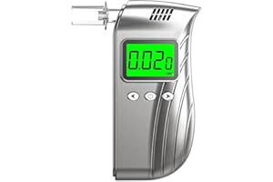 BACZGIF Breathalyzer | Professional-Grade Accuracy Breathalyzers for Alcohol with Used Records | Portable Alcohol Tester for Personal & Professional Use with Easy USB-C Charging(10 Mouthpieces) (Silver Gray)