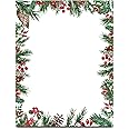 Vintage Pine & Berries Christmas Stationery | 60 Sheets 8.5x11 | Holiday Letter Paper | Printer Friendly