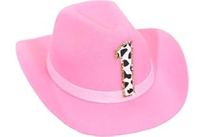 PATRDIO Girls Cowgirl Mini Hat - First Rodeo Birthday Party Crown, Western Farm Photo Prop (Pink)