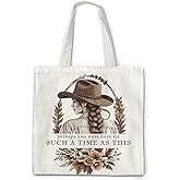 OTOUO Christian Western Cowgirl Tote Bag, Bible Verse Canvas Tote Bag for Women, Cowgirl Gifts, Vintage Country Western Reusable Grocery Shopping Bags