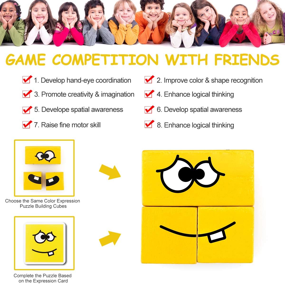 Sirecal Expression Puzzle Building Cubes, Funny Emoji Puzzle Cube with ...