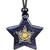 Magical Super Star Pentacle Celtic Spirit Powers Amulet Goldstone Lucky Charm Pendant Adjustable Necklace