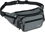 ProCase Bum Bag Waist Fanny Pack 6 Pockets Adjustable Belt Grey L